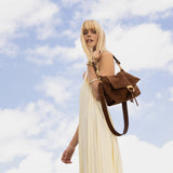 Brown Abro TEMI small Leather Suede shoulder bag