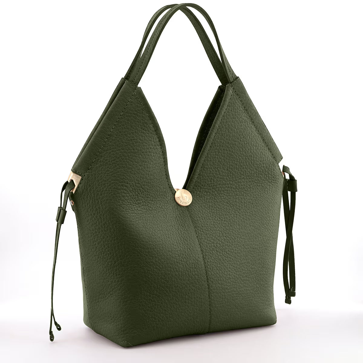 Gironacci 3361 Velvet Large Green Leather Handbag| Made in Italy