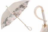 Elegant Floral Double-Cloth Umbrella with Ivory Loop Handle| Made in Italy