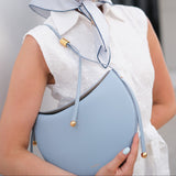 Light Blue Furla Moonstone M Shoulder Bag, natural leather