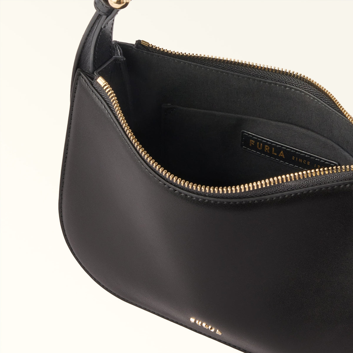Furla Sara Small Black Leather Shoulder Bag