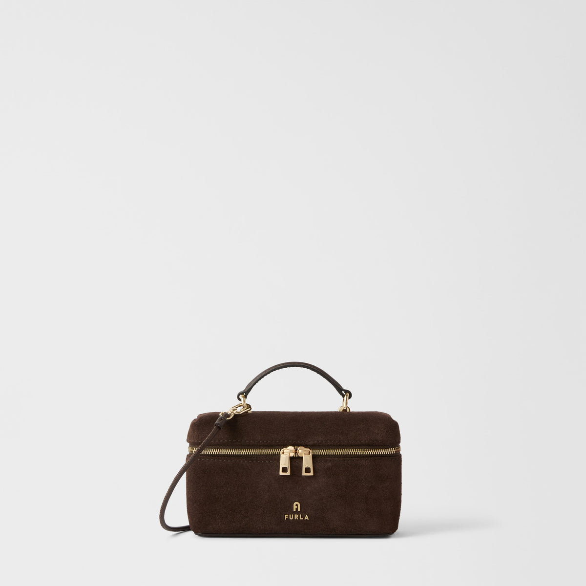 Furla Camelia Mini замшевая косметичка / сумка через плечо – коричневая