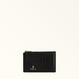 Black Furla Camelia M Zipped Card Case, credit card holder natural leather
