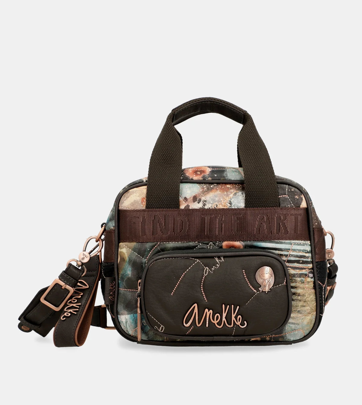 Brown Anekke Shōen Padded 2-handle shoulder bag with shoulder strap, tote polyester – view 6