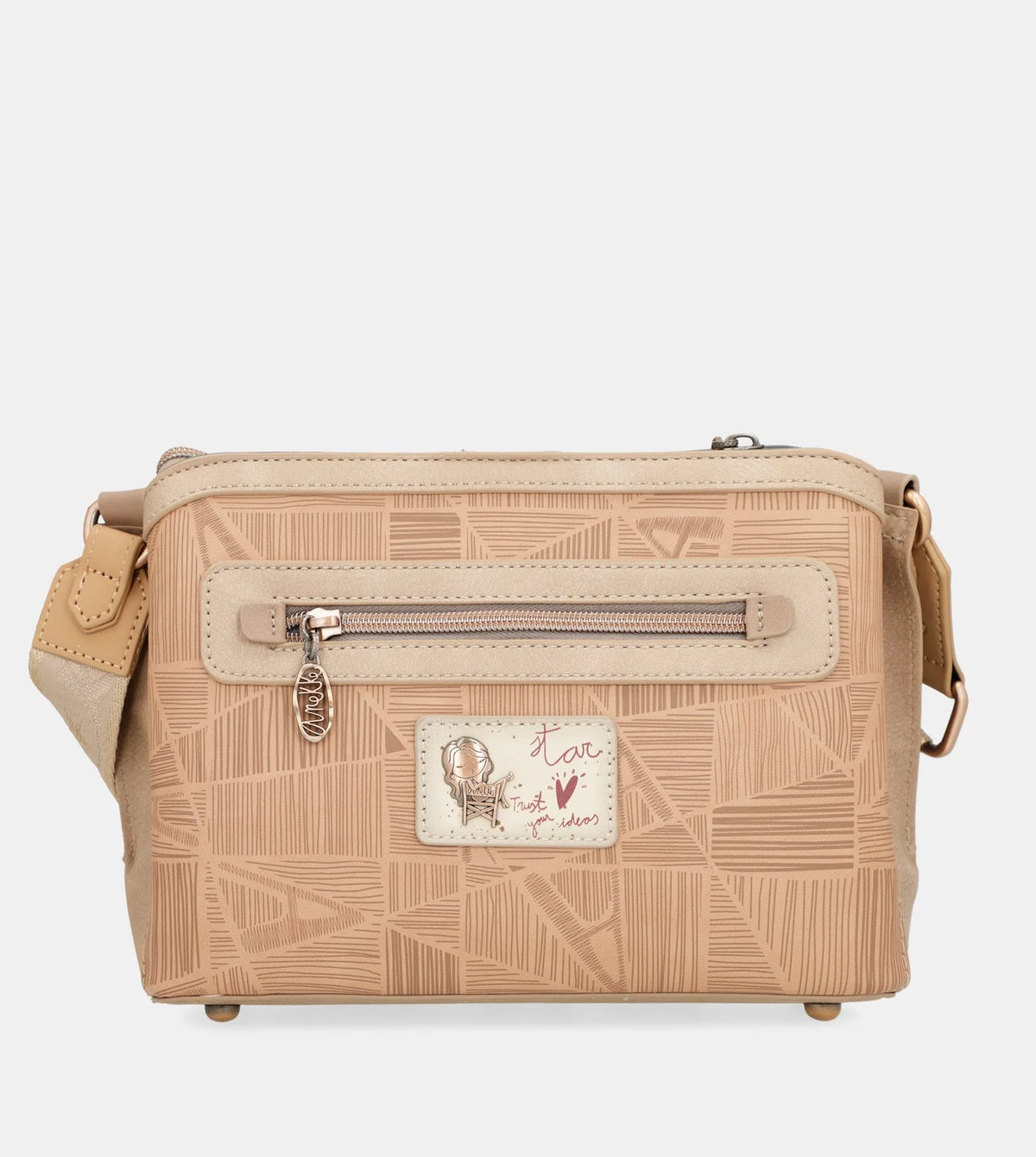 Beige Anekke Stars Medium Crossbody Bag, polyester – view 4