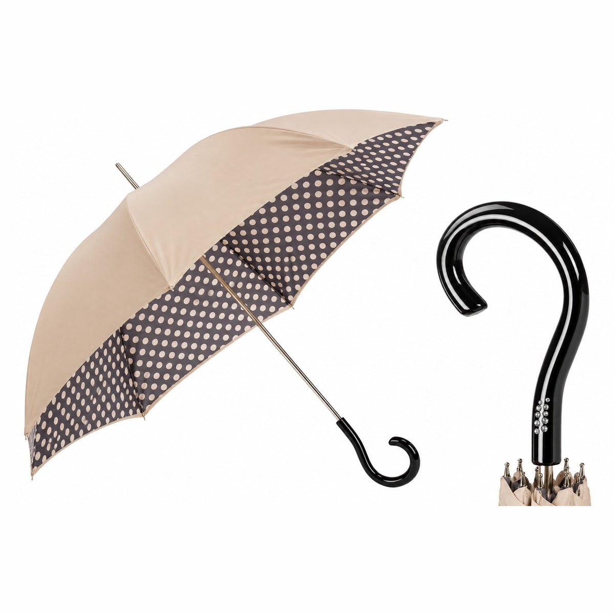 elegant-beige-polka-dot-double-cloth-umbrella-made-in-italy
