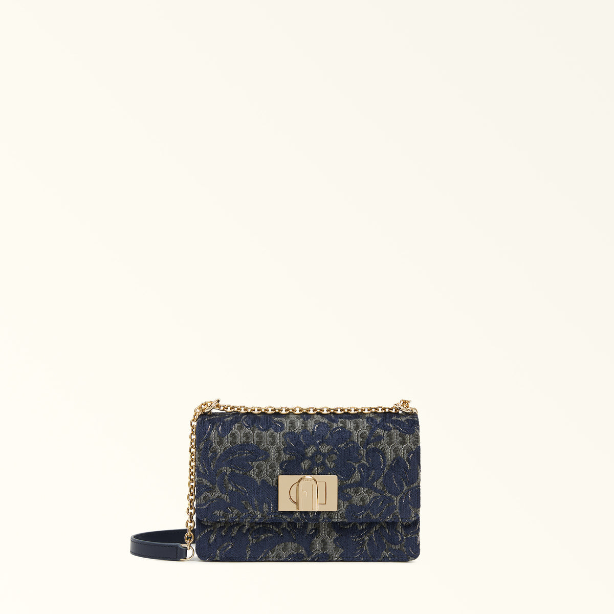 Navy Furla 1927 Mini Crossbody, natural leather