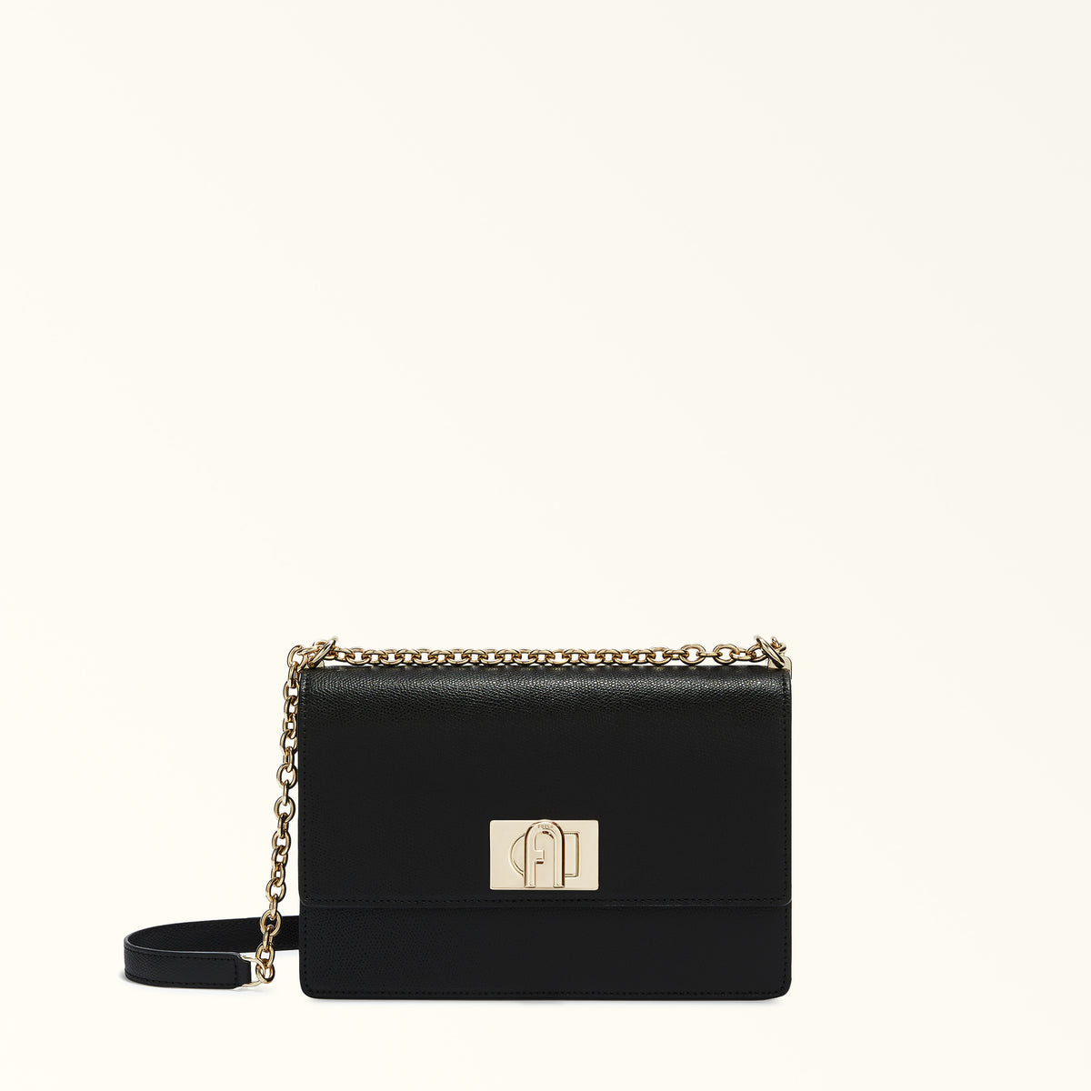 Black Furla 1927 S Crossbody 24, natural leather