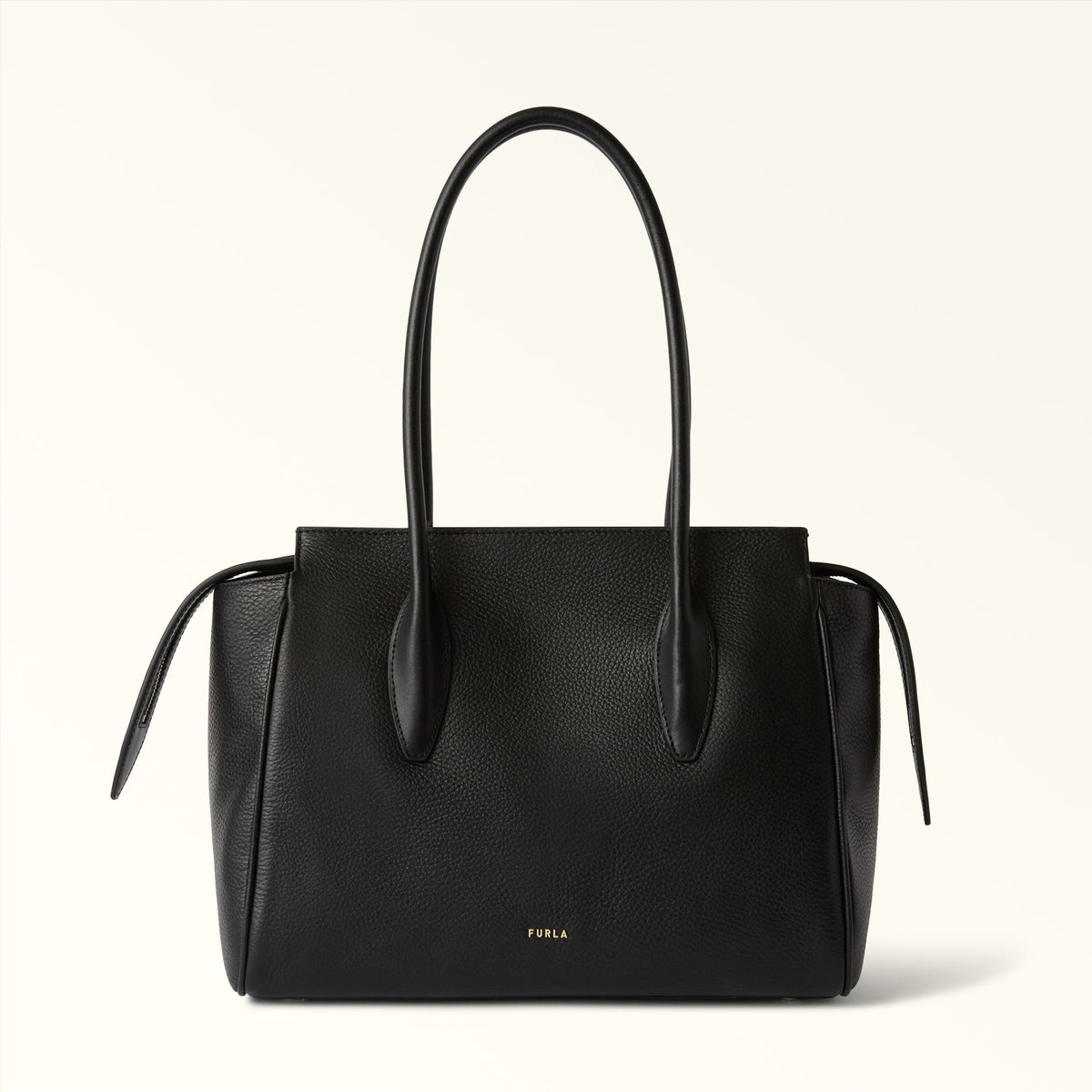 Black Furla Ambra L Tote, natural leather