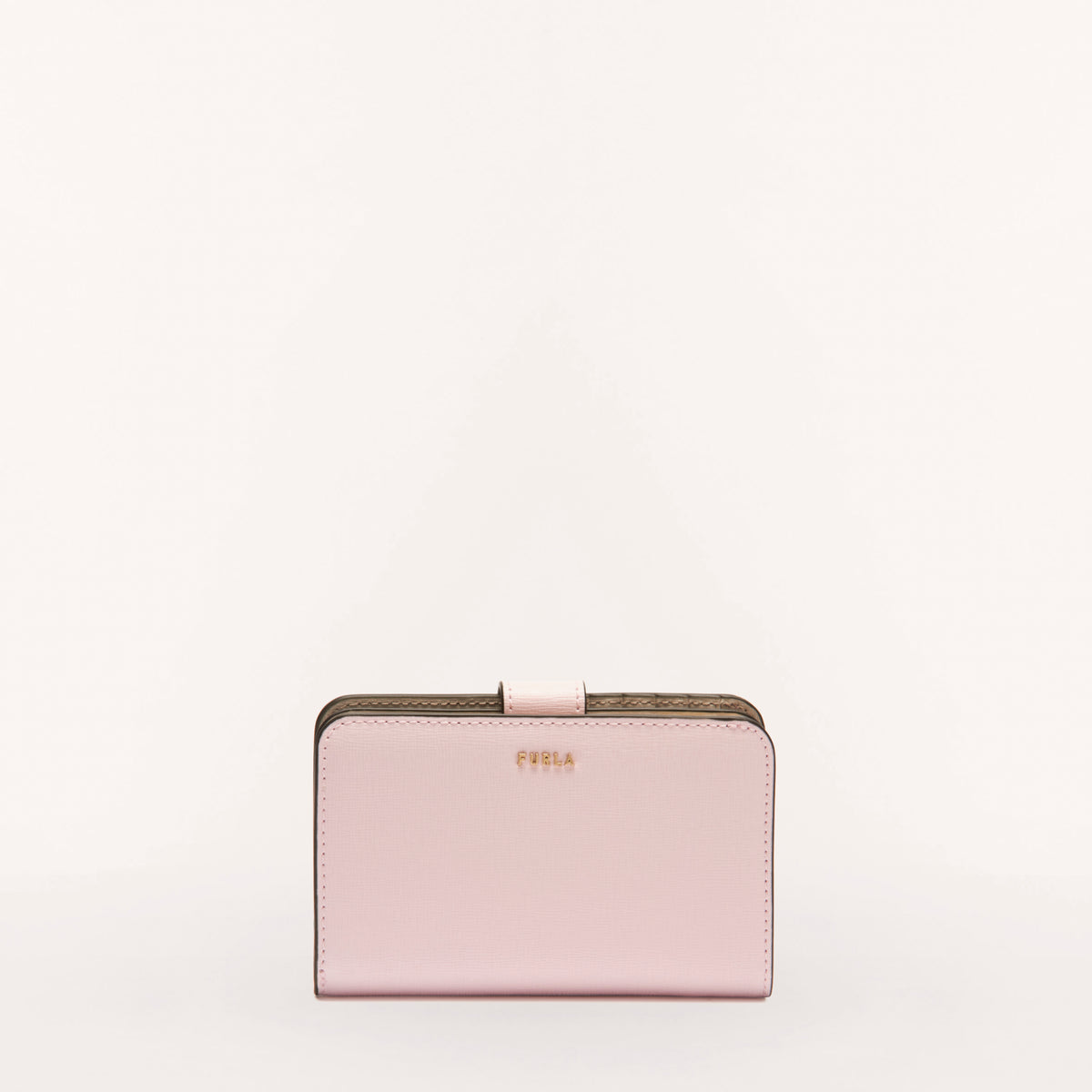 Pink Furla Babylon M Compact Wallet, natural leather