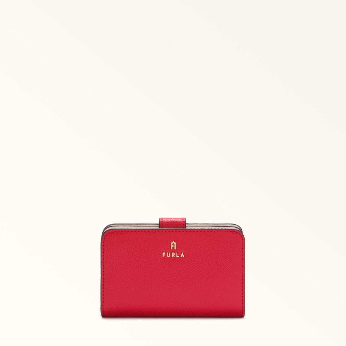 Red Furla Camelia M Compact Wallet Aw25, natural leather