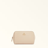 Beige Furla Camelia M Cosmetic Case, beauty case natural leather