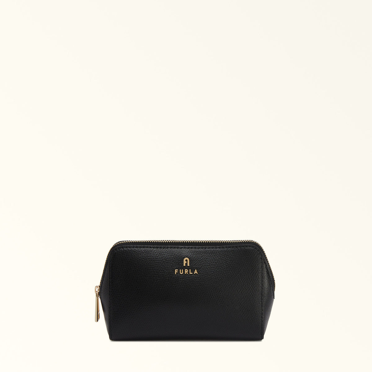 Black Furla Camelia M Cosmetic Case, beauty case natural leather