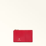 Red Furla Camelia M Zipped Card Case, credit card holder natural leather