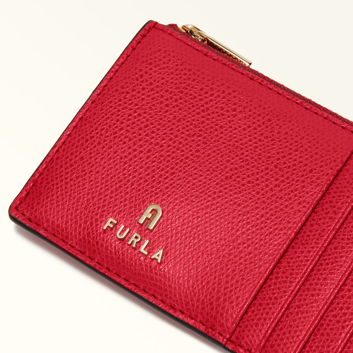 Red Furla Camelia M Zipped Card Case, credit card holder natural leather – view 4