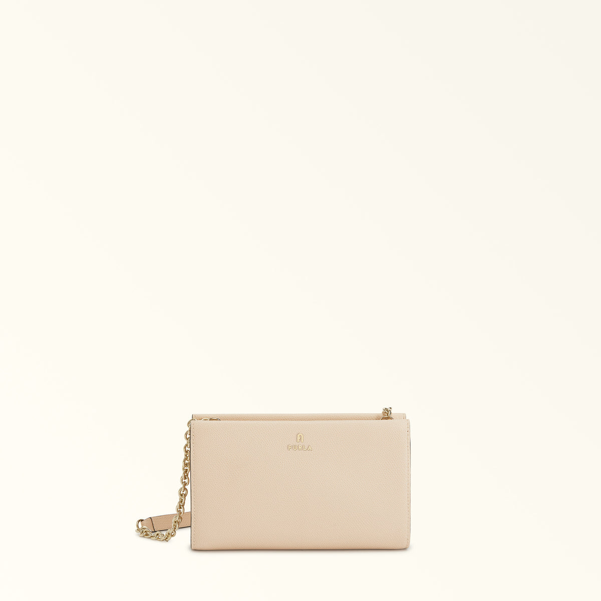 Beige Furla Camelia Mini Crossbody, natural leather