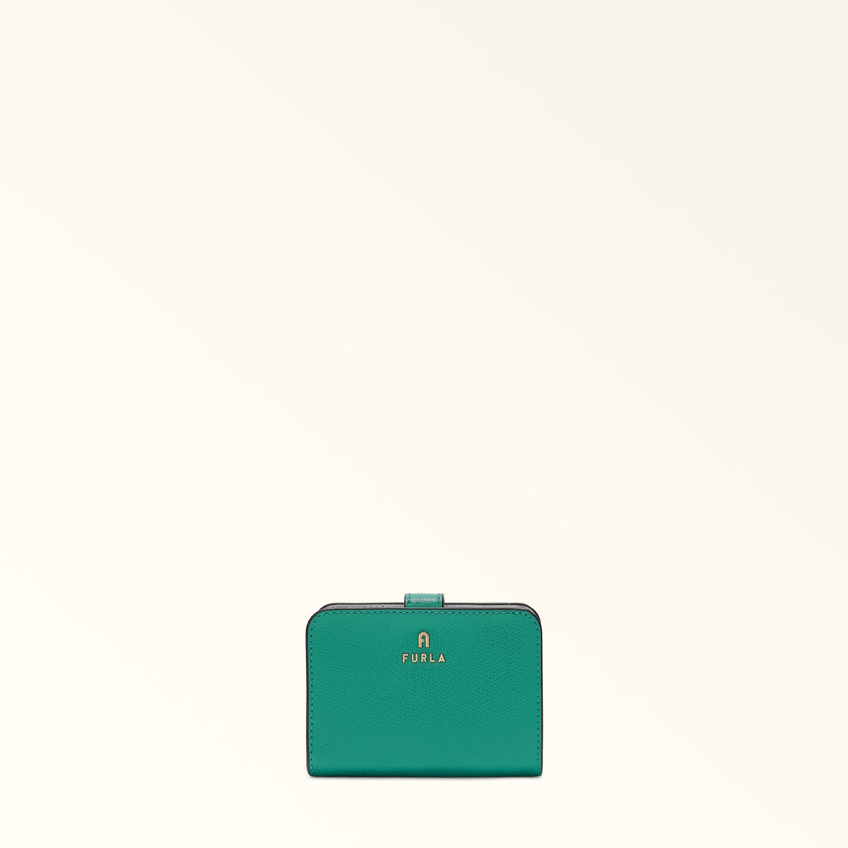 Green Furla Camelia S Compact Wallet Aw25, natural leather