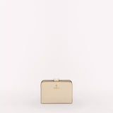 Beige Furla Camelia S Compact Wallet, natural leather