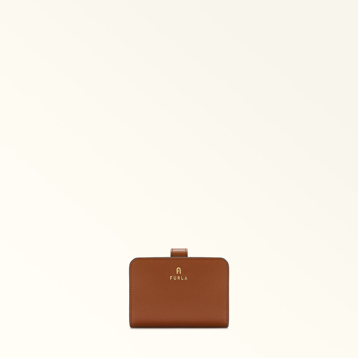 Brown Furla Camelia S Compact Wallet, natural leather