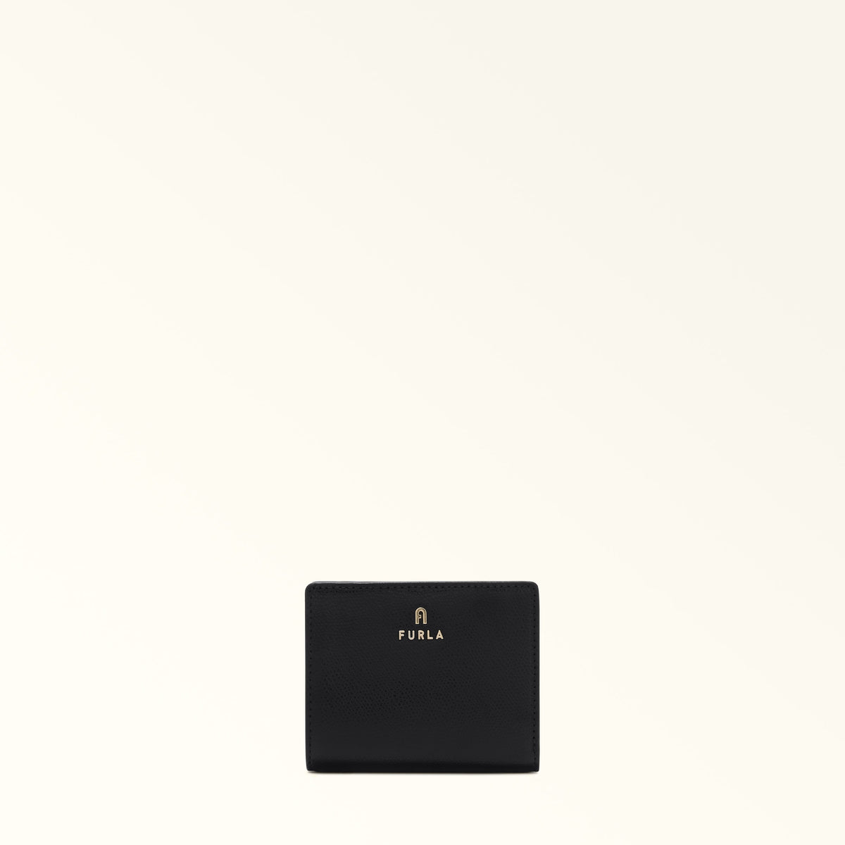 Black Furla Camelia S Compact Wallet L Zip Aw25, natural leather