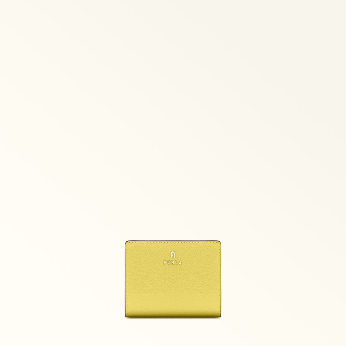 Yellow Furla Camelia S Compact Wallet L Zip, natural leather