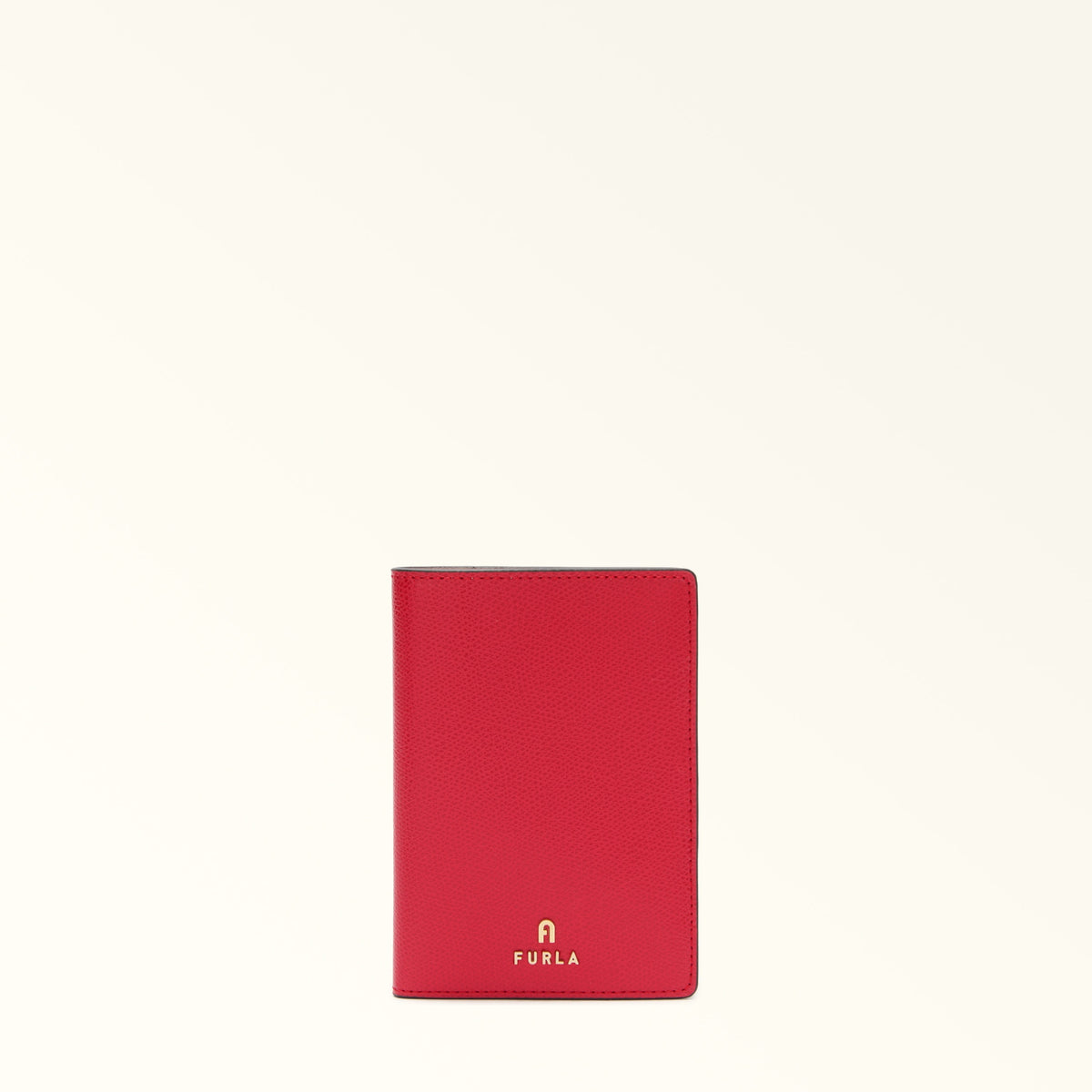 Red Furla Camelia S Passport Holder Aw25, natural leather