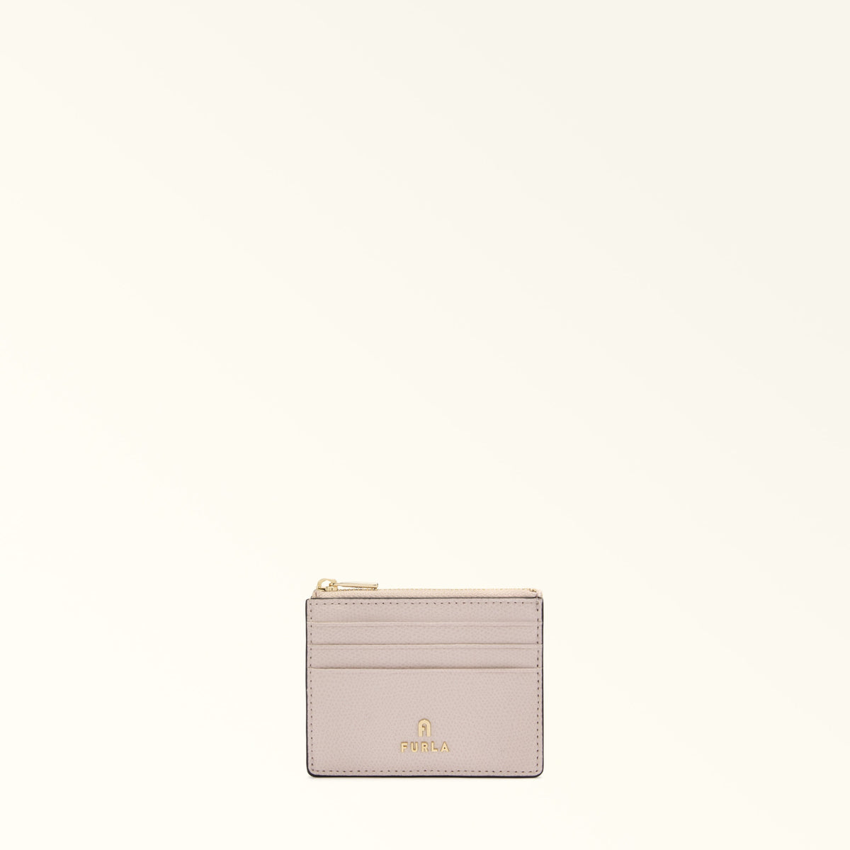 Pink Furla Camelia S Zipped Card Case, card holder natural leather