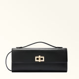 Black Furla Clara Crossbody Top Handle, natural leather