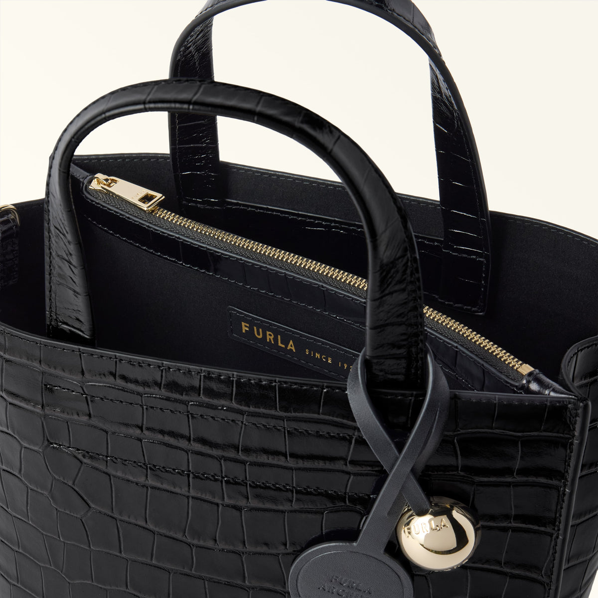 Taupe Furla Divide It Tote S, natural leather – view 6