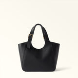 Black Furla Dora M Tote, shopper natural leather