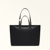 Black Furla Duetto L Tote, natural leather