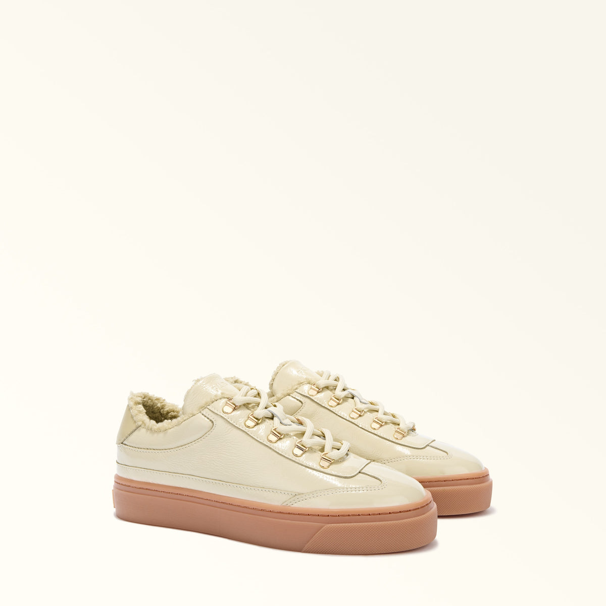Beige Furla Enjoy Lace-Up Sneaker T.20, shoes natural leather