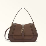 Brown Furla Flow L Top Handle Aw25, shoulder bag natural leather
