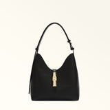 Black Furla Goccia S Hobo, tote natural leather