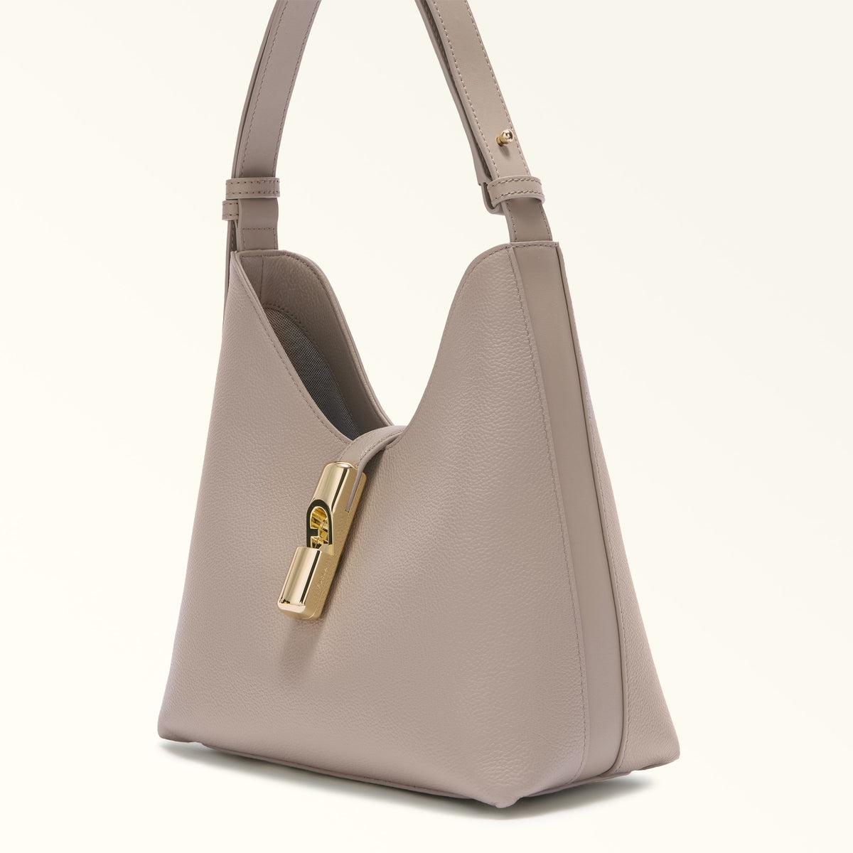 Taupe Furla Goccia S Hobo, tote natural leather – view 3