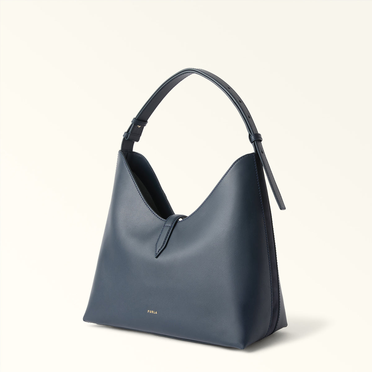 Blue Furla Goccia Shoulder Bag M, hobo natural leather – view 3