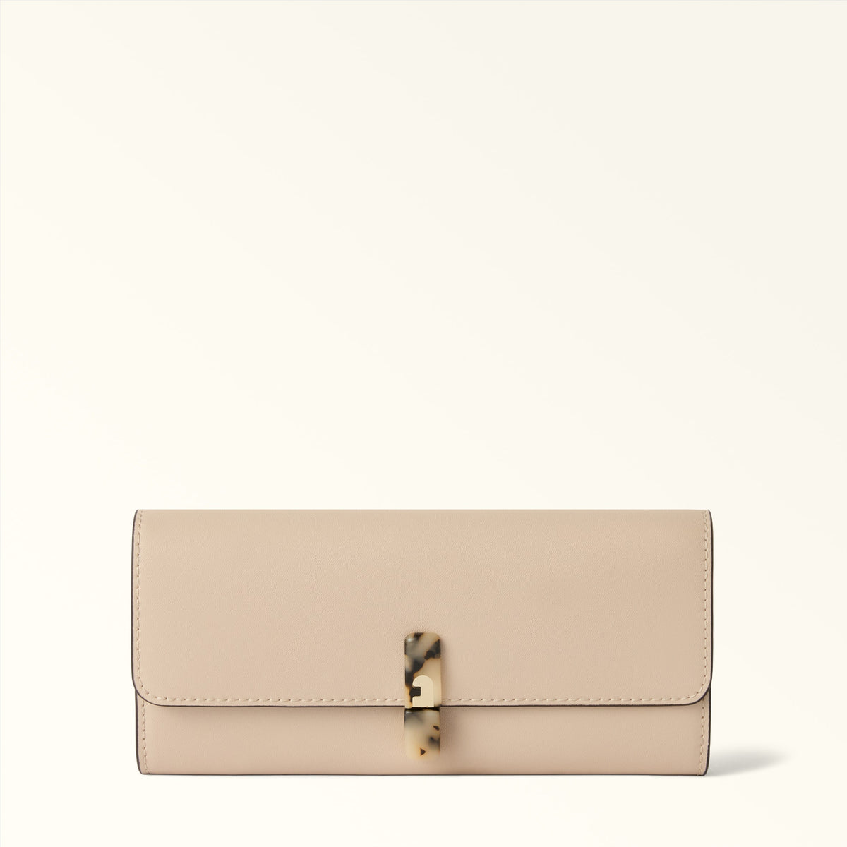 Beige Furla Iride Continental Wallet, natural leather