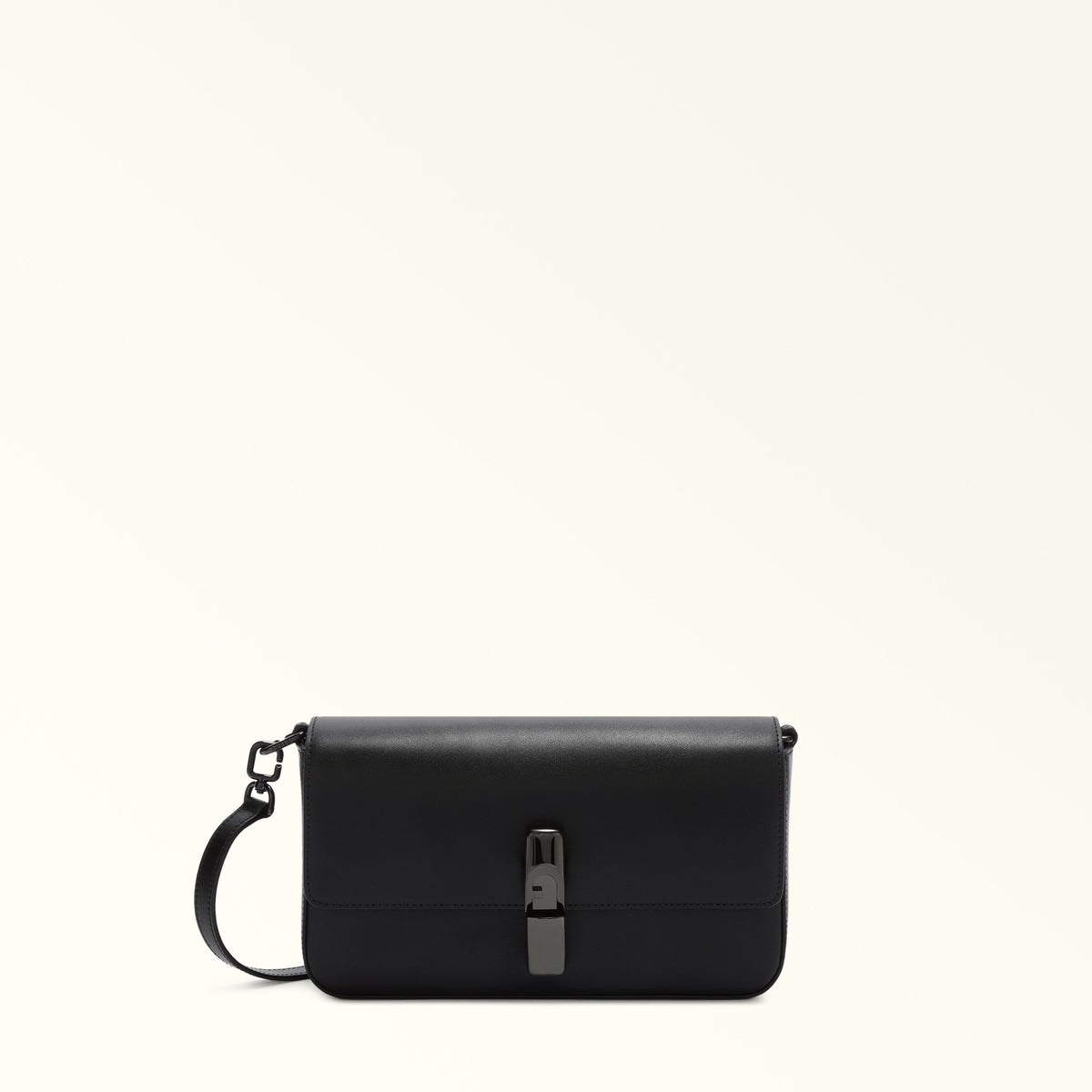 Black Furla Iride S Crossbody, natural leather