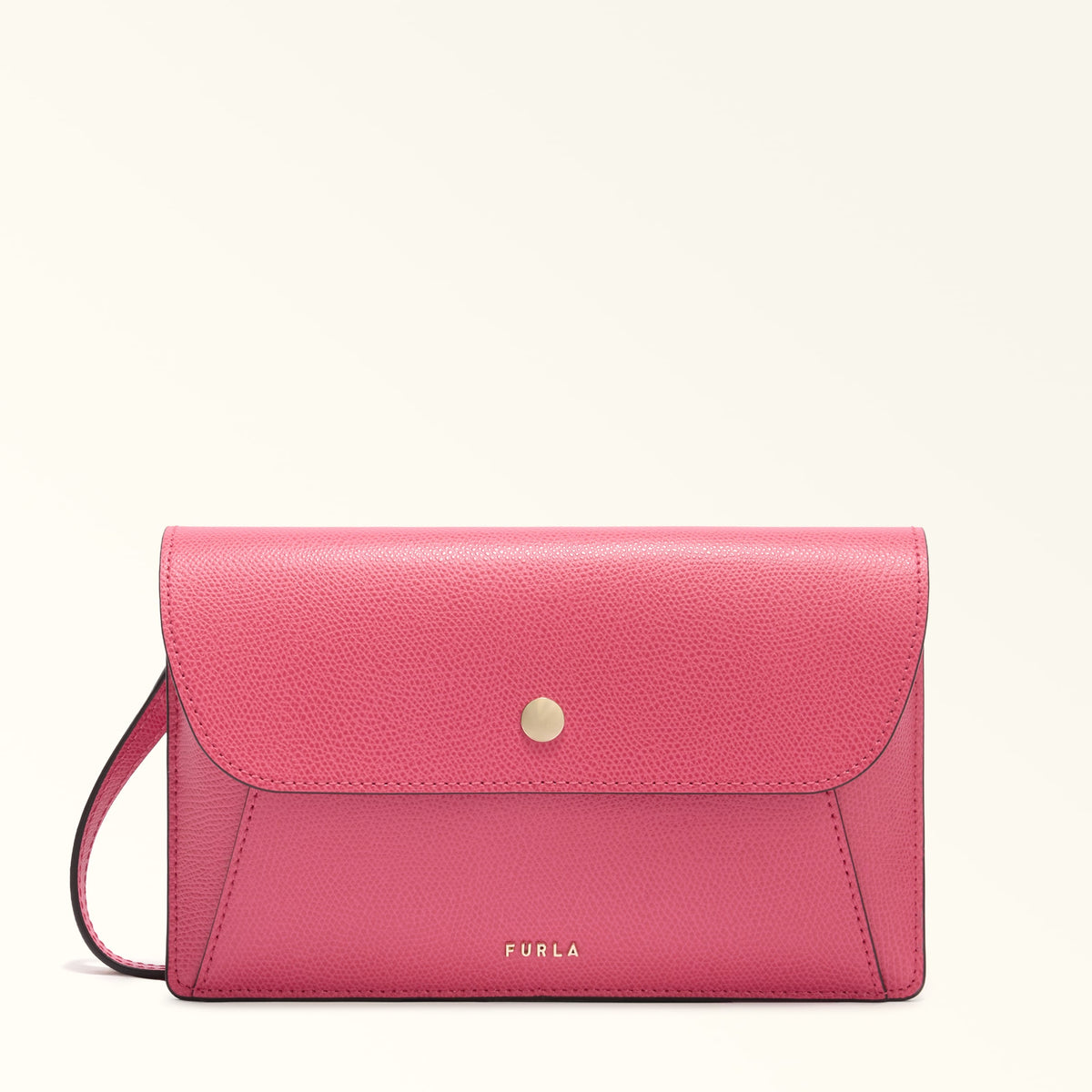 Pink Furla Lea XL Pouch, crossbody natural leather