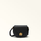 Black Furla Lotus Mini Crossbody, natural leather
