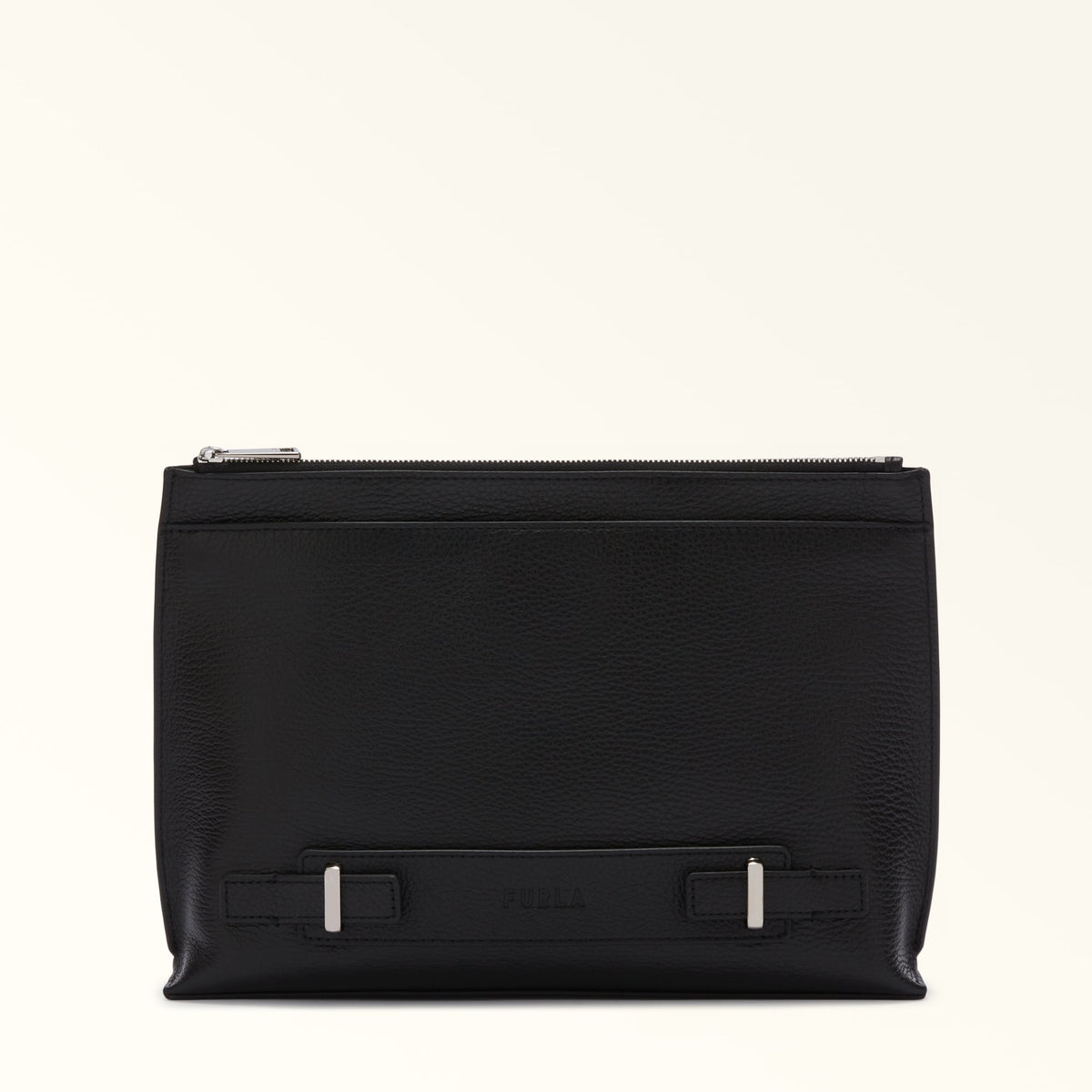 Black Furla Man Giove Pouch, natural leather