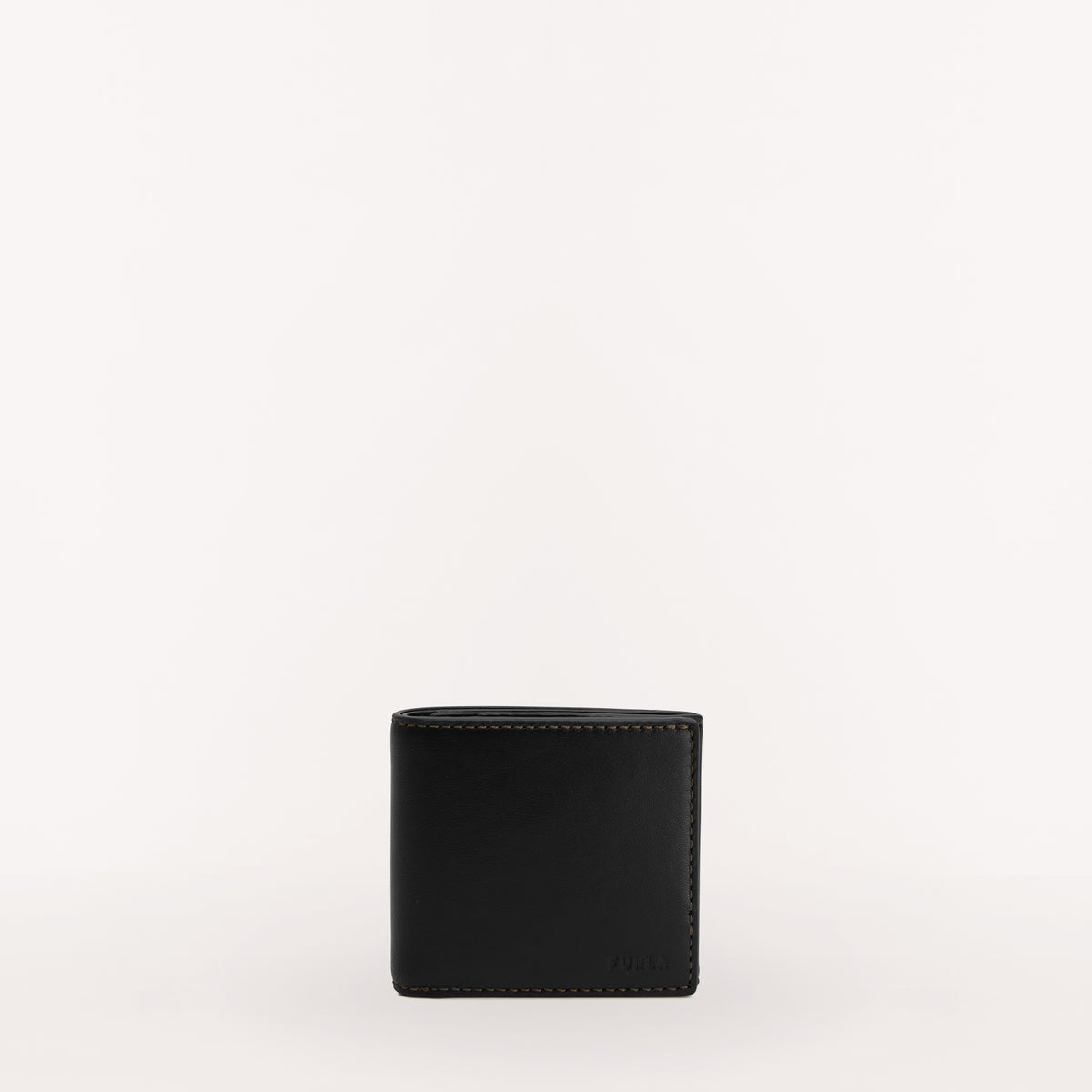 Black Furla Man Sirio Bi-Fold Coin, wallet natural leather