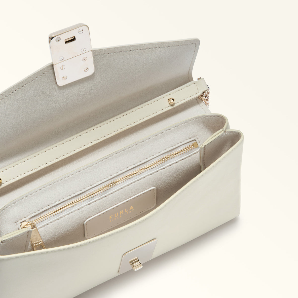 White Furla Meridiana M Crossbody Ss25, natural leather – view 5
