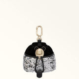 Black Furla Mionido Airpods Case, sequin fabric