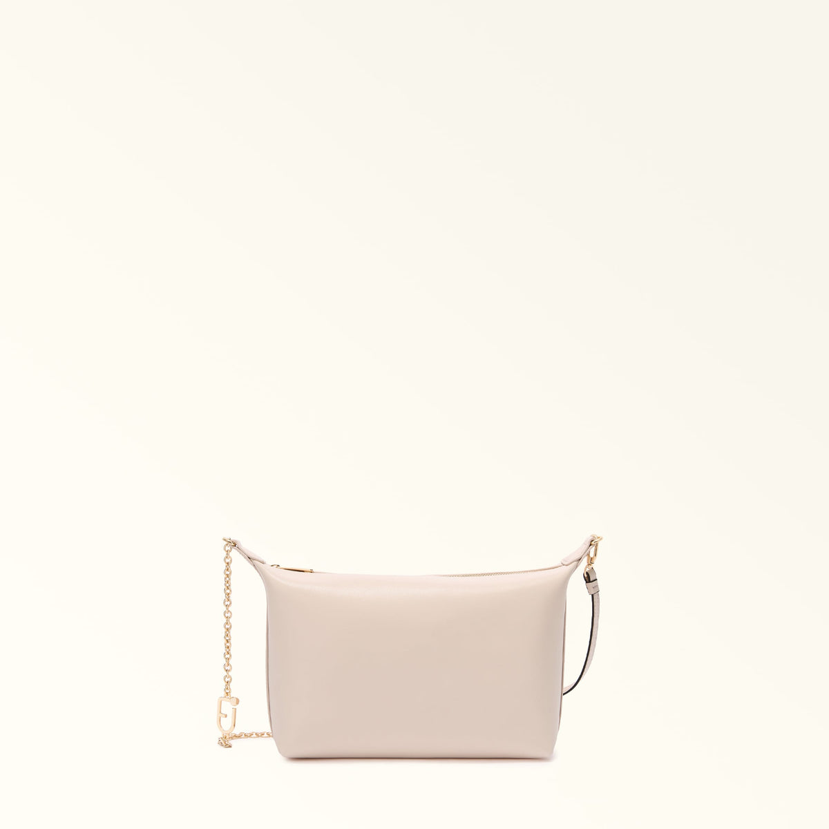 Beige Furla Nuvola Mini Crossbody Hobo, natural leather