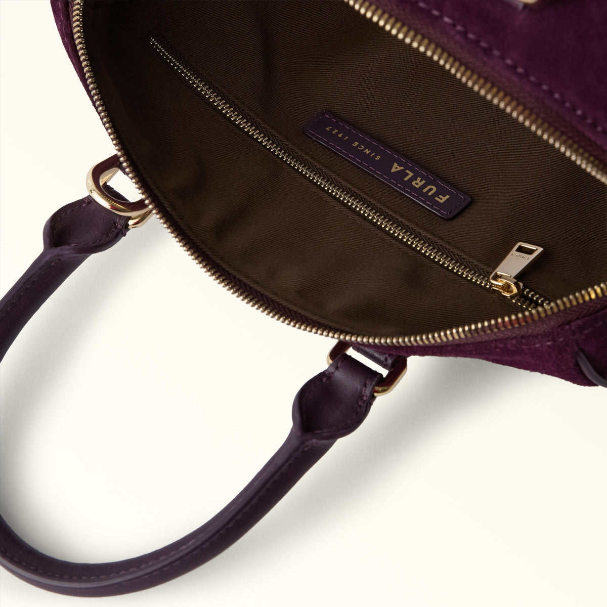 Purple Furla Olivia Boston Bag M, handbag suede – view 4