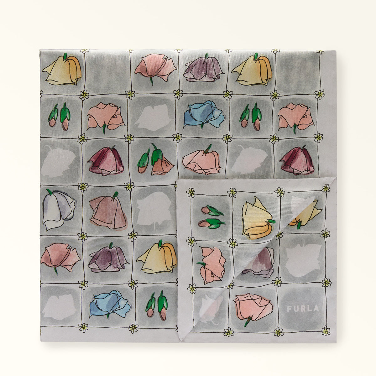 Grey Furla Primula Carre' 60x60, scarf silk – view 3