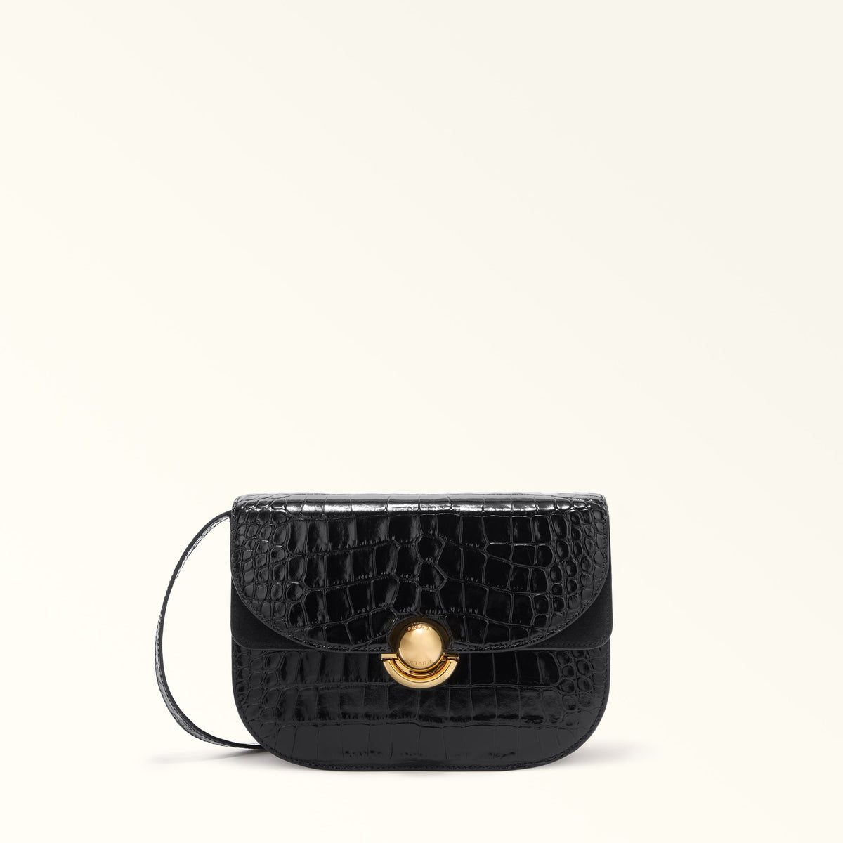 Black Furla Sfera S Crossbody Round Aw25, handbag natural leather