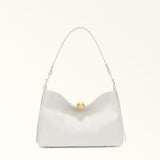 White Furla Sfera Soft M Shoulder Bag, natural leather