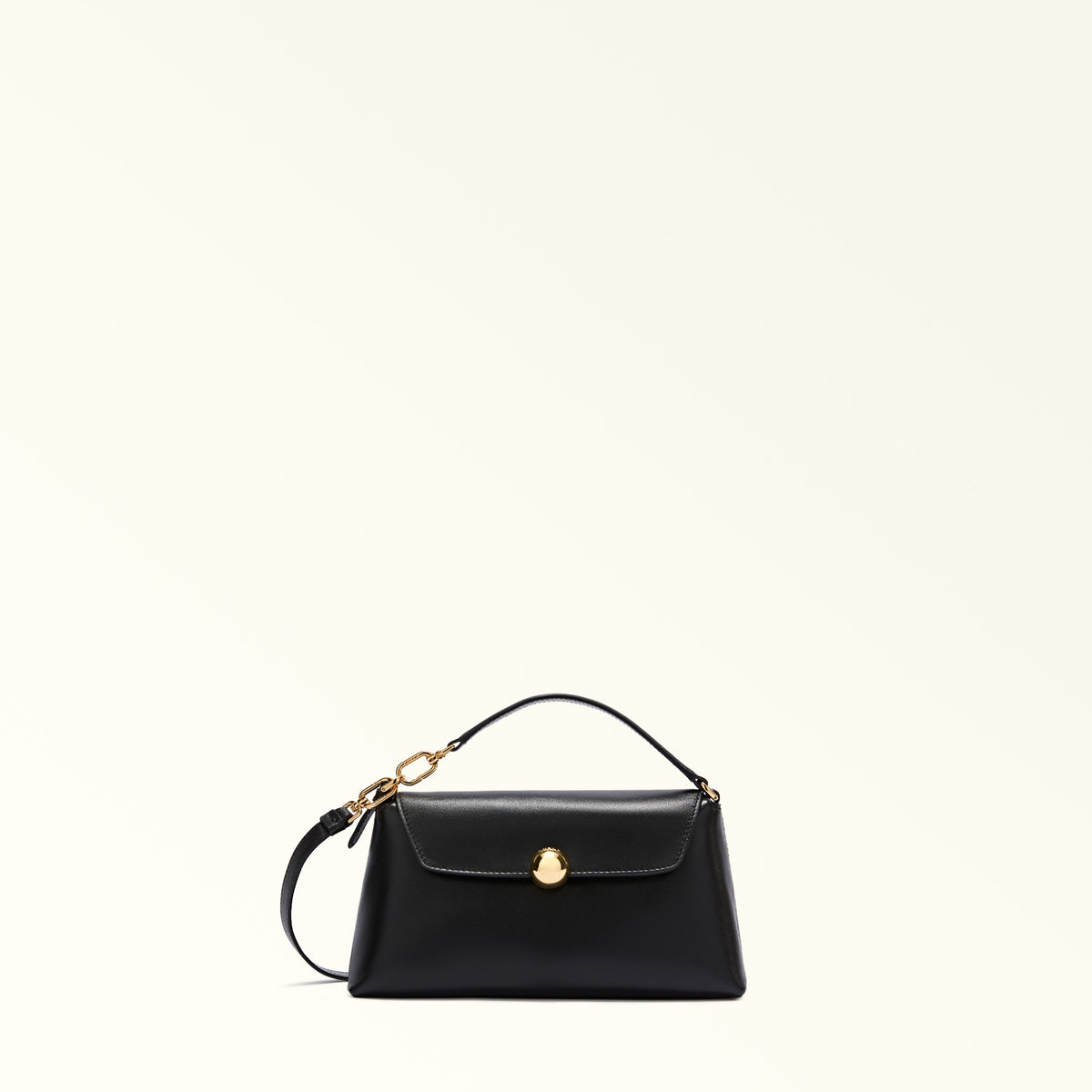 Black Furla Sfera Soft Mini Crossbody Top Handle, natural leather